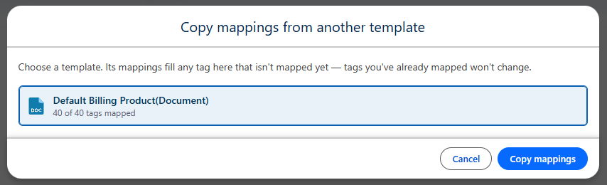 Copy mappings dialog