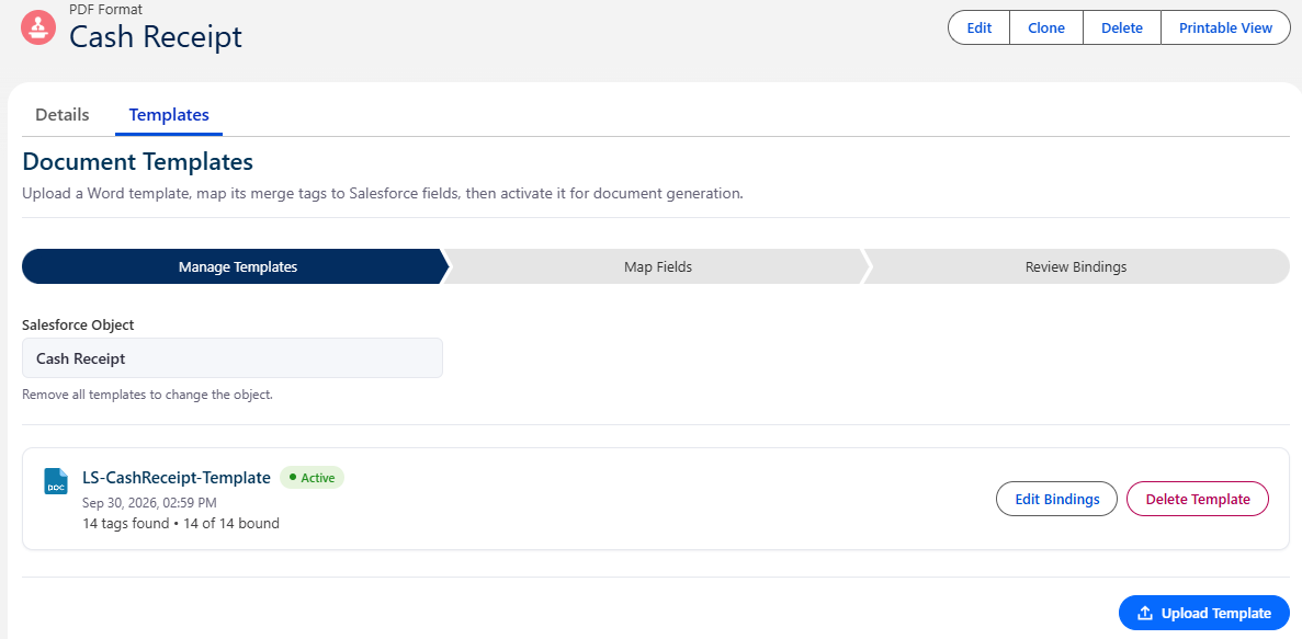 Active Cash Receipt template