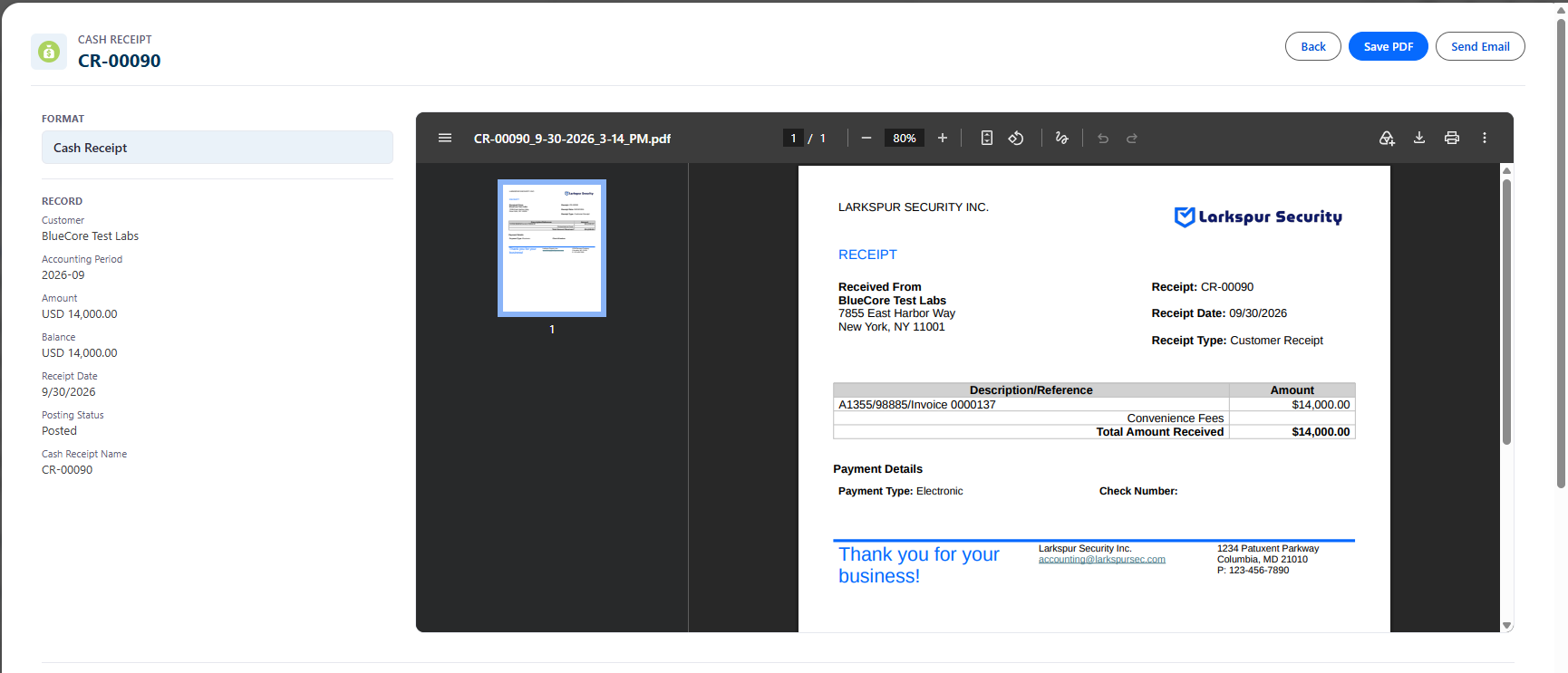 Generated Cash Receipt PDF