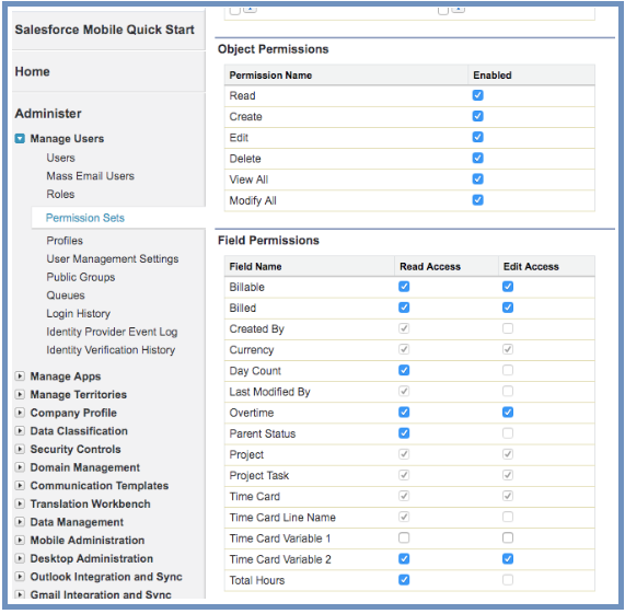 Set Up Classic UI Time Cards in Salesforce Classic