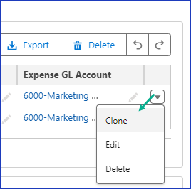 Advanced Line Manager Actions drop-down list