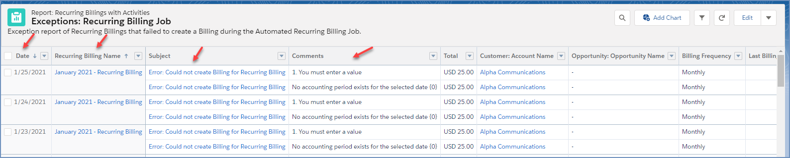 Review an Automated Job Results Exception Report