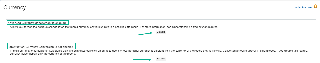 Multi-Currency Manage Currencies screen