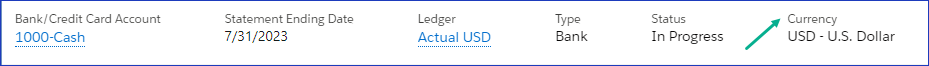 Bank Reconciliation with Currency field